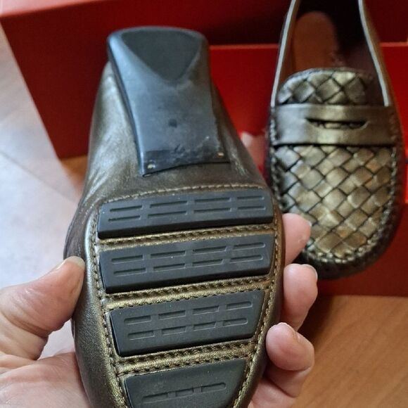 Robert Zur Shimmering Silver Woven Loafers main image 6